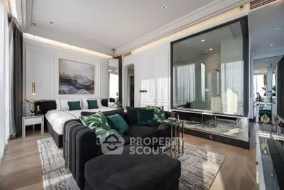 Luxurious modern living room with elegant decor and spacious layout