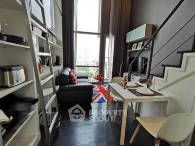 Modern loft apartment with high ceilings and stylish decor