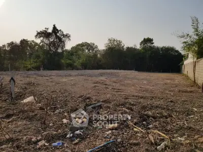 Spacious vacant land plot ideal for development with lush greenery in the background.