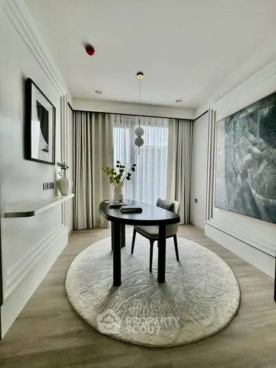 Elegant study room with modern decor and natural light