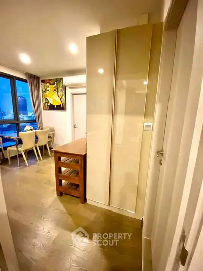 Modern apartment interior with dining area and stylish decor