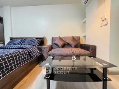 Modern bedroom with stylish furniture and cozy ambiance