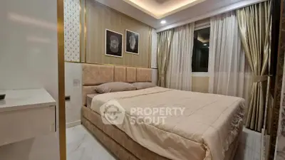 Luxurious bedroom with elegant decor and ambient lighting