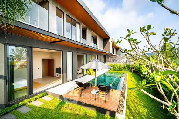 Luxurious modern villa with private pool and lush garden, perfect for relaxation and entertaining.