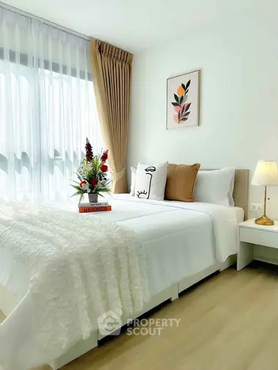 Bright and cozy bedroom with elegant decor and natural light