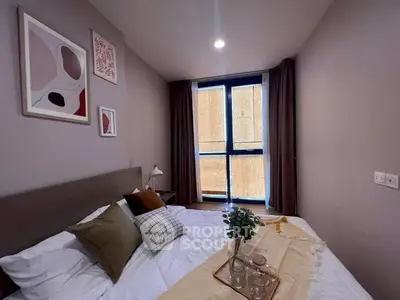 Cozy bedroom with modern decor and natural light