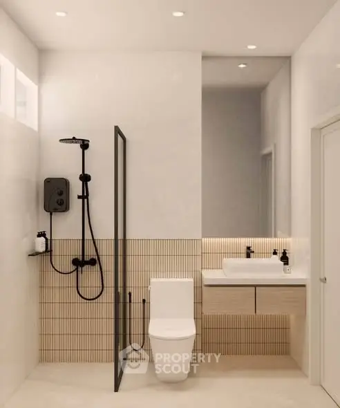 Modern bathroom with sleek fixtures and elegant design