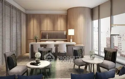 Luxurious modern living room with elegant decor and city view