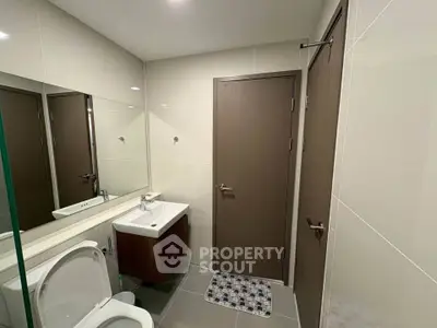 Modern bathroom with sleek fixtures and minimalist design