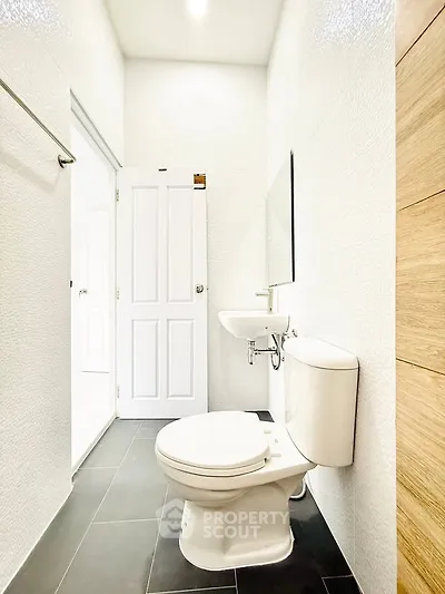 Modern bathroom with sleek fixtures and minimalist design