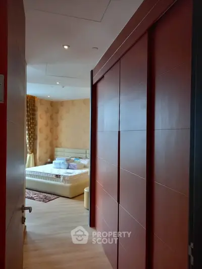 Spacious bedroom with modern design and cozy ambiance