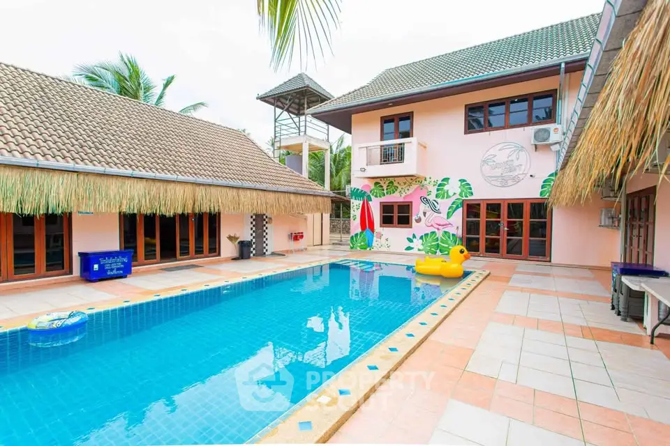 Stunning tropical villa with private pool and vibrant mural