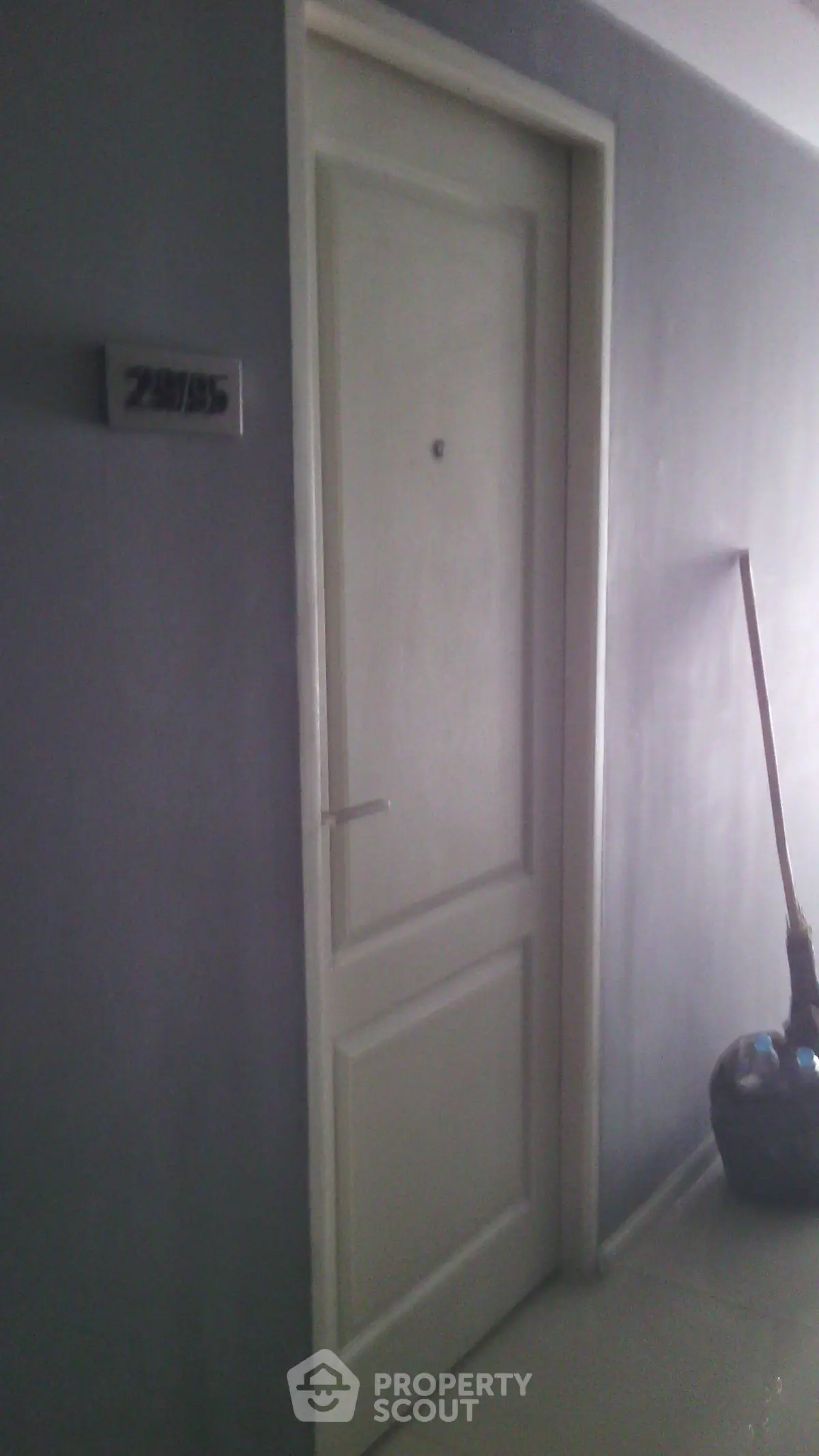 Modern apartment entrance with sleek door and minimalist design