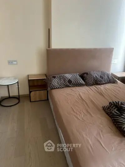 Cozy bedroom with modern decor and stylish bedding