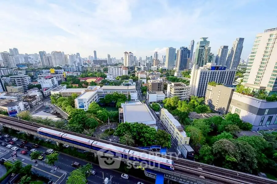 Stunning cityscape view with modern skyline and lush greenery, perfect for urban living enthusiasts.