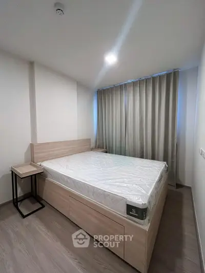 Modern bedroom with minimalist design and natural light