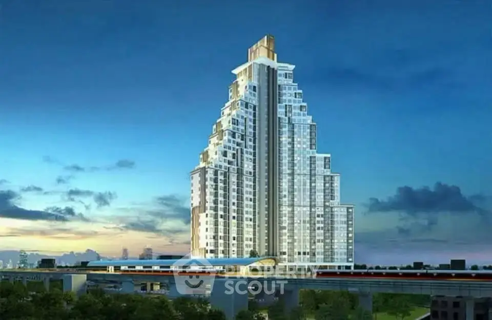 Stunning modern high-rise building with unique architectural design and panoramic city views.