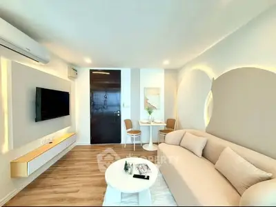 Modern living room with stylish decor and cozy seating area