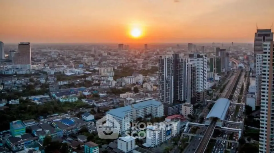 Stunning cityscape view at sunset showcasing urban skyline and modern architecture.