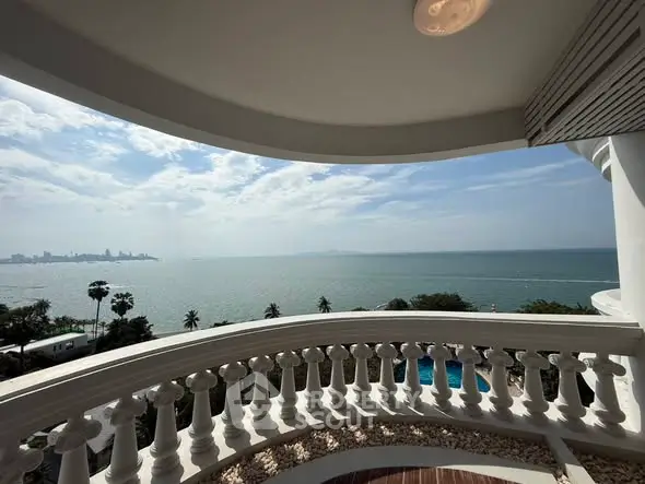 Stunning ocean view from a luxurious balcony with elegant railing.