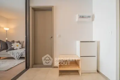 Modern apartment interior with cozy living room and minimalist decor