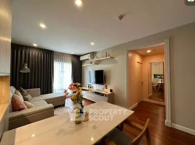 Modern living room with cozy sectional sofa and stylish decor