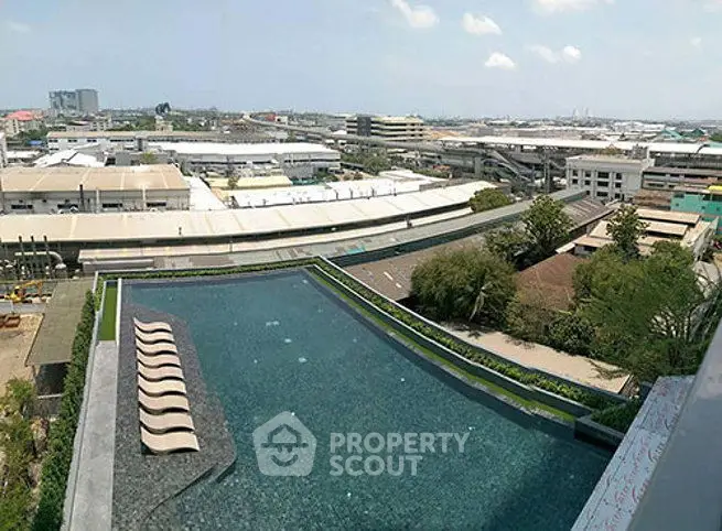 Stunning rooftop pool with panoramic city views in a modern urban setting.