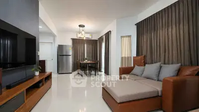 Spacious modern living room with open layout and stylish furniture