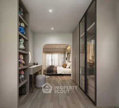 Luxurious bedroom with modern decor and spacious walk-in closet