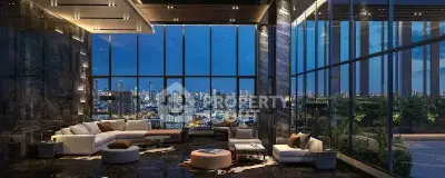 Luxurious high-rise living room with stunning city view and modern decor