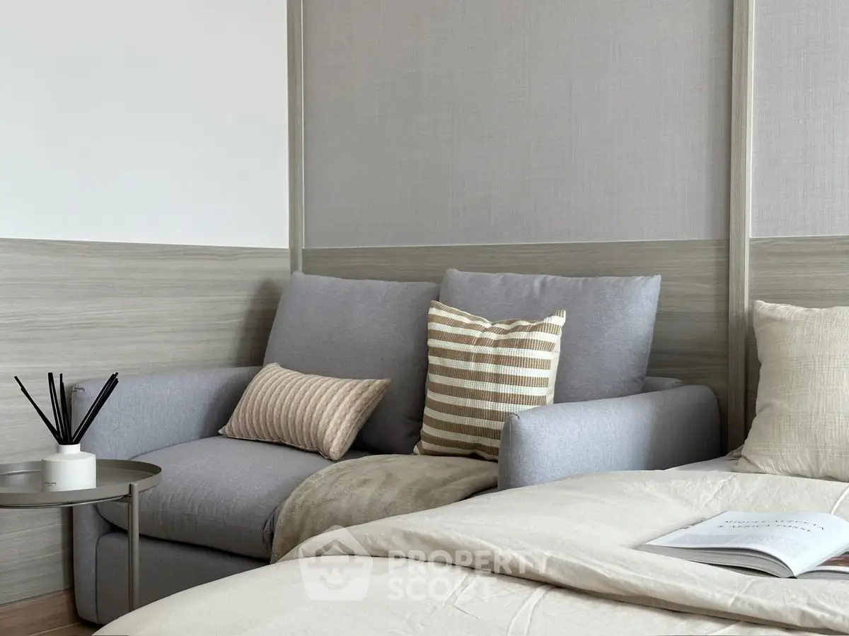 Cozy modern living room with stylish sofa and elegant decor