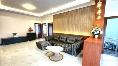 Luxurious living room with elegant leather sofa and modern decor