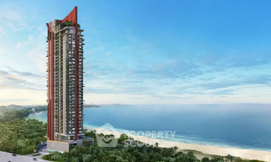 Stunning beachfront high-rise building with panoramic ocean views.