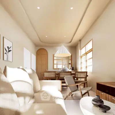Elegant living room with modern furniture and natural light
