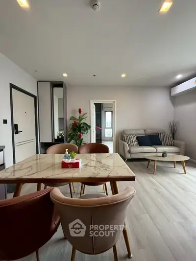 Modern living room with stylish furniture and elegant decor
