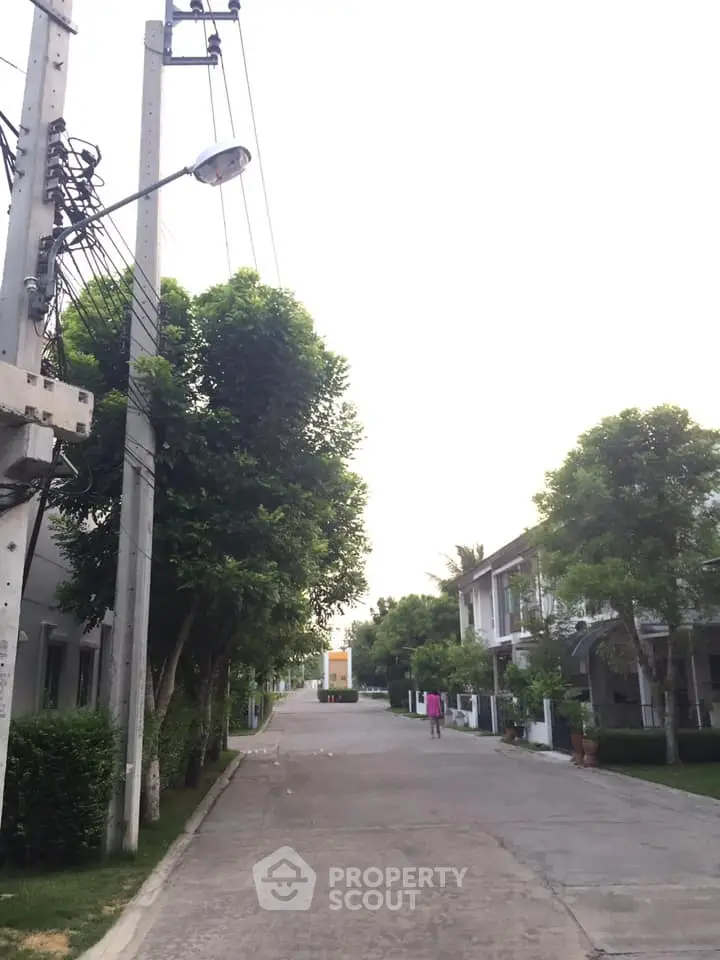 Charming residential street with lush greenery and modern homes, perfect for serene living.