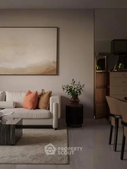 Elegant living room with modern decor and cozy seating area