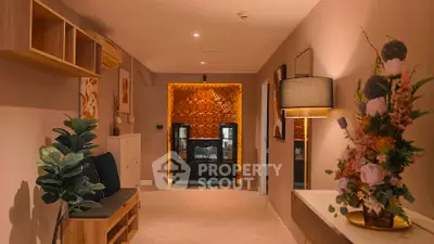 Elegant living room with stylish decor and warm lighting