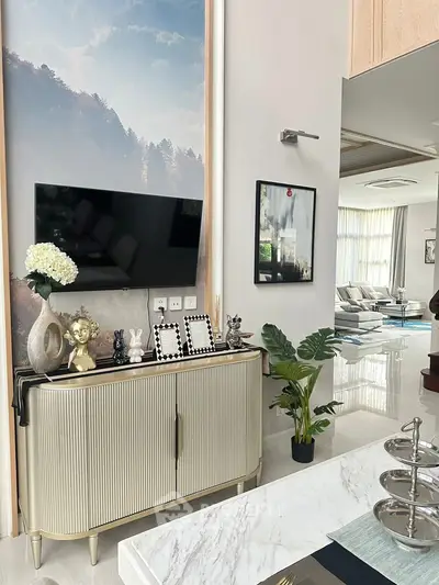 Luxurious living room with modern decor and elegant furnishings