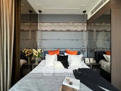 Luxurious bedroom with modern decor and stylish lighting