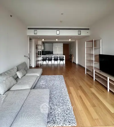 Spacious modern living room with open layout and stylish furniture