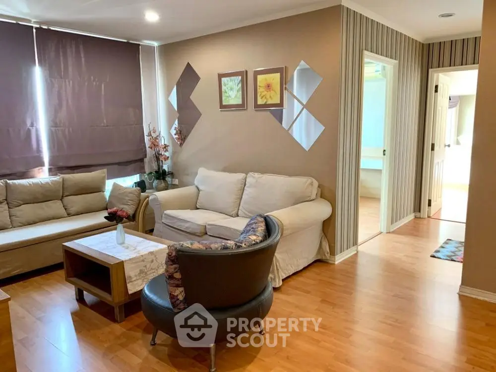 Cozy living room with modern decor and natural light