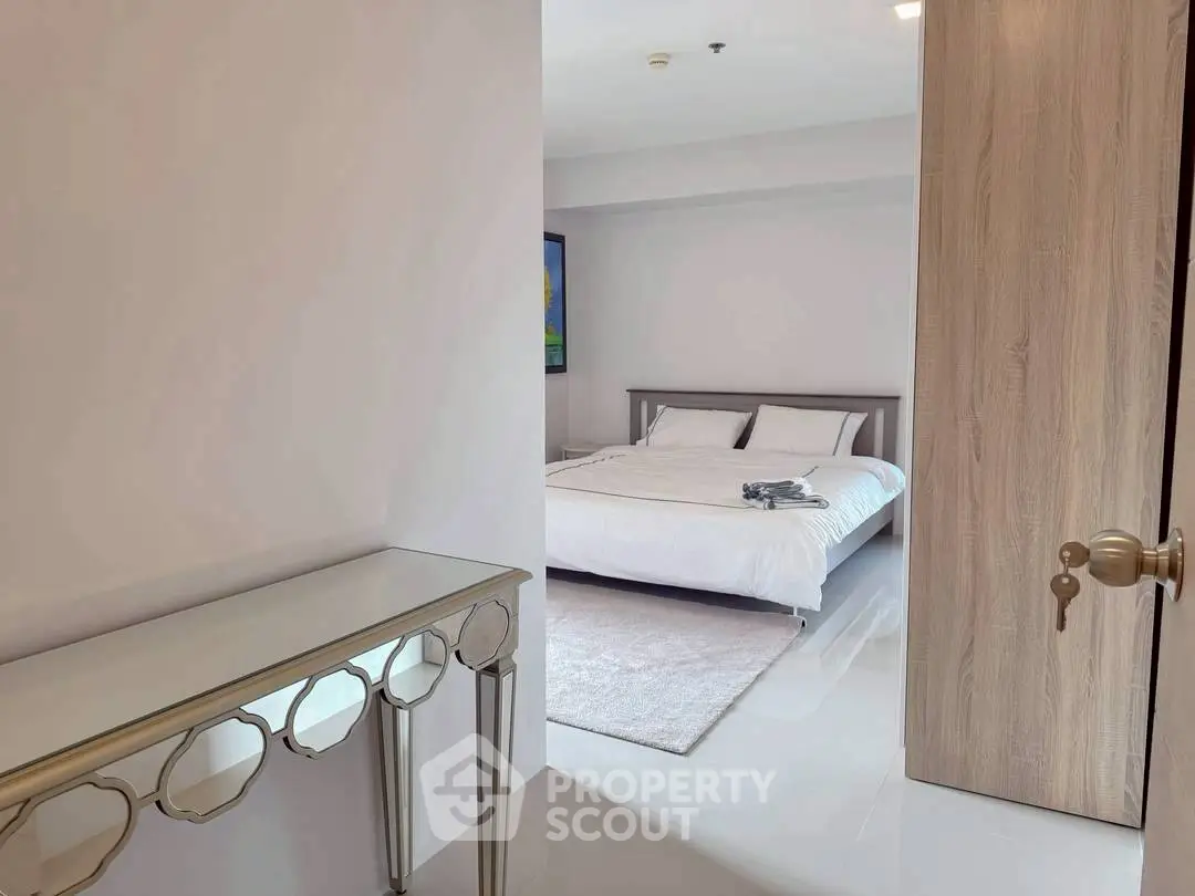 Modern bedroom with sleek design and elegant furnishings