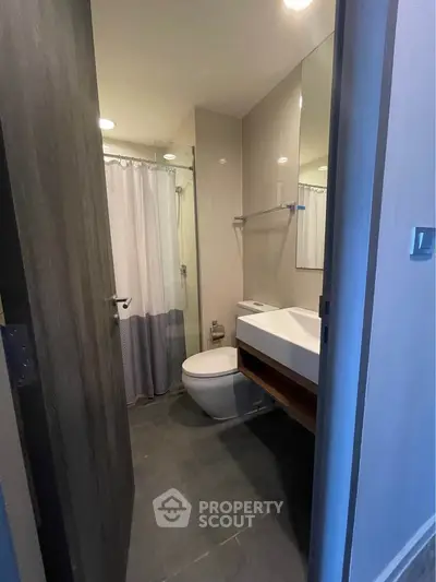 Modern bathroom with sleek fixtures and minimalist design