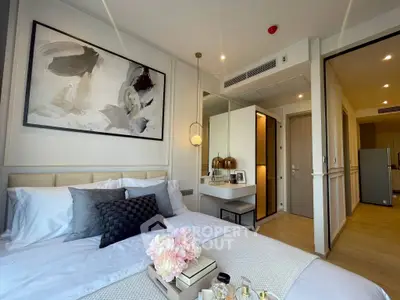 Luxurious modern bedroom with elegant decor and cozy ambiance