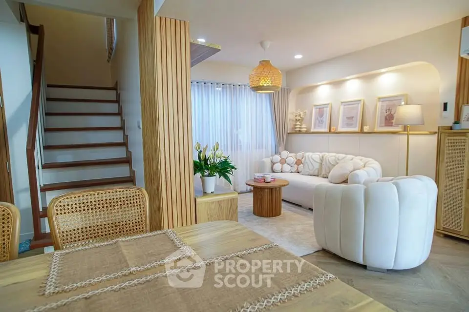 Chic modern living room with stylish decor and cozy seating area