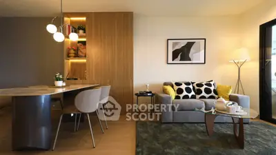 Modern living room with stylish decor and dining area