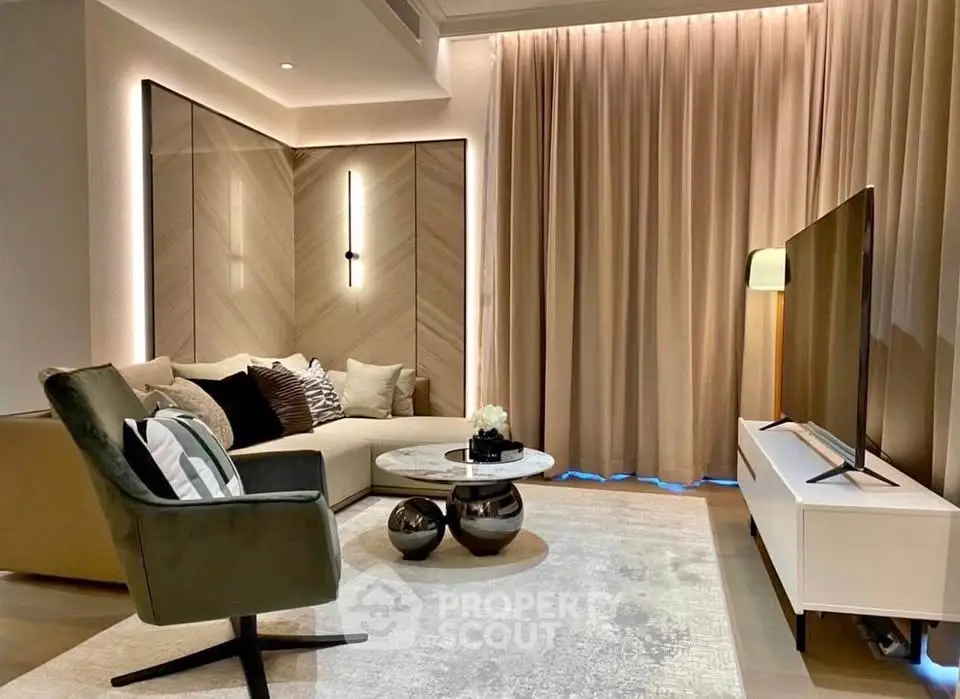 Luxurious modern living room with elegant decor and stylish furniture