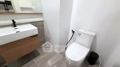Modern bathroom with sleek fixtures and contemporary design