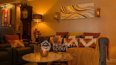 Cozy living room with elegant decor and warm lighting